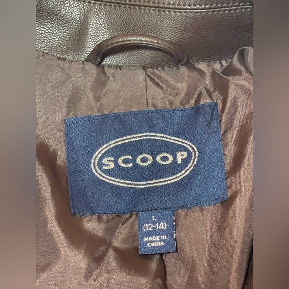 Scoop Neck Faux Leather Moto Jacket - Picture 10 of 16